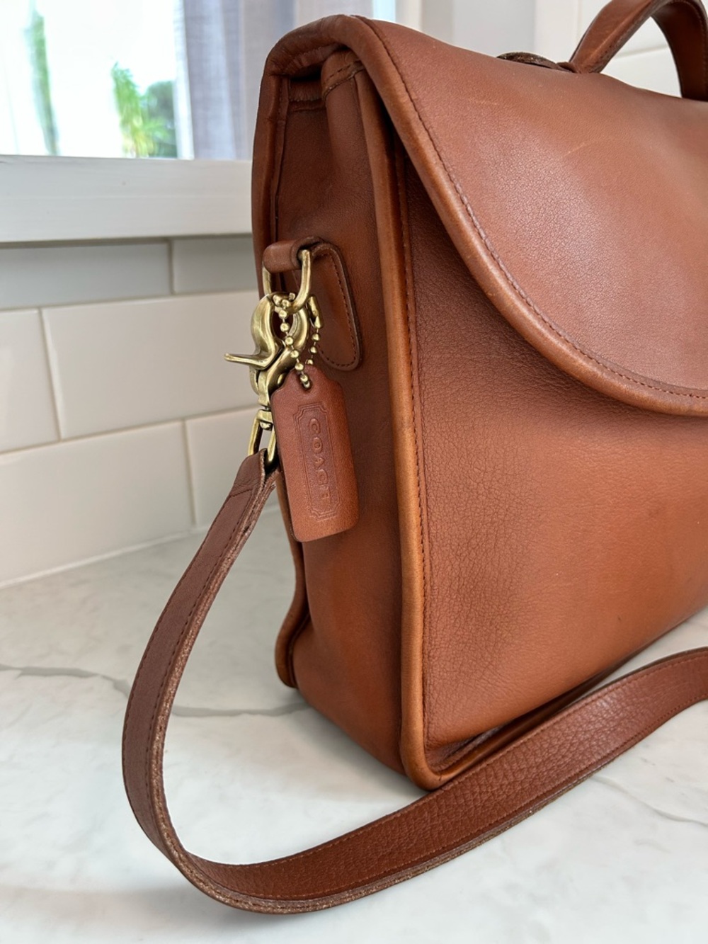 Vintage Coach Lexington Briefcase 5265 British Tan Leather Messenger Bag USA - Picture 2 of 16